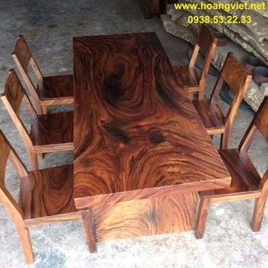 Bộ bàn ăn 6 ghế gỗ tự nhiên 80x7x204cm