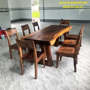 Bộ bàn ăn 8 ghế nguyên khối rộng (80-90)x10x206cm