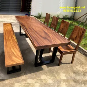 Bộ bàn ăn gỗ me tây 75x7x210cm