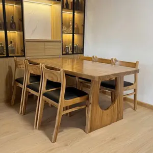 Bộ bàn ghế ăn 6 ghế gỗ me tây 80x5x180cm cao 75cm