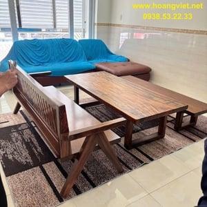 Bộ bàn ghế K3 có tựa gỗ me tây 80x5x180cm cao 50cm