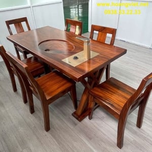 Bộ bàn ghế uống trà gỗ me tây 70x5x160cm cao 75cm