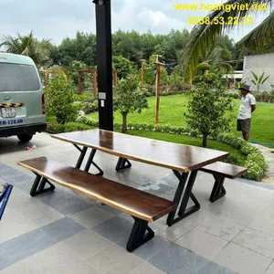 Bộ k3 gỗ me tây chân sắt (85-100)x5x250cm cao 75cm