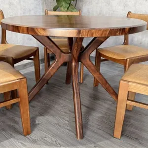 Chân bàn tròn gỗ me tây rộng 60cm cao 70cm