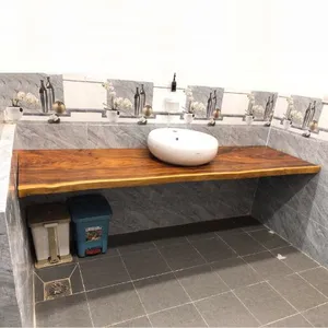 Mặt bàn dài lavabo gỗ me tây (55-60)x5x180cm