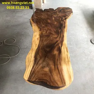Mặt bàn gỗ me tây nghệ thuật rộng (74-120)x10x320cm
