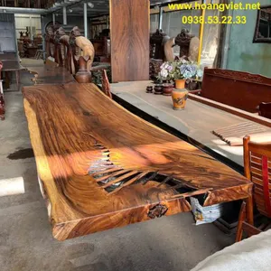 Mặt bàn gỗ me tây nguyên tấm dài 4m rộng 114-124cm dày 10cm