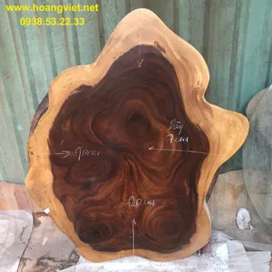 Mặt bàn trà tròn tự nhiên gỗ me tây đk 90-120cm dày 7cm
