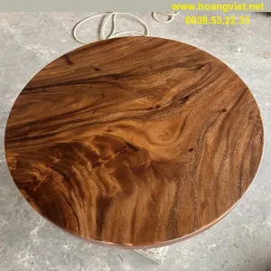 Mặt bàn tròn gỗ me tây đường kính 90cm dày 5cm