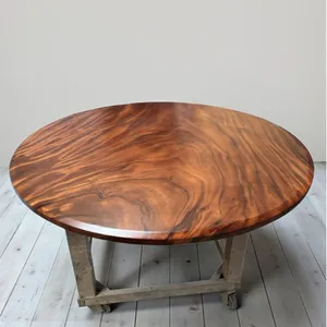 Mặt bàn tròn gỗ me tây nguyên tấm đường kính 1m37 dày 5cm