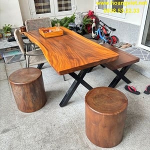 Mẫu bàn trà gỗ me tây nguyên khối 70x5x150cm cao 75cm