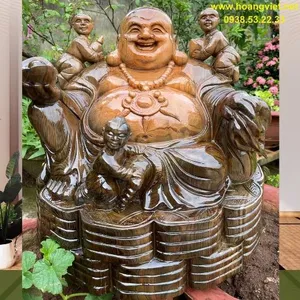 Phật di lặc ngồi gỗ thủy tùng cao 48cm rộng 48cm sâu 40cm