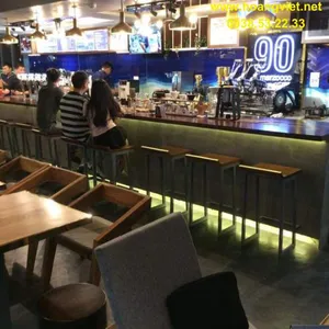 Quầy bar cafe gỗ me tây rộng 80cm dày 5cm, dài tính theo mét