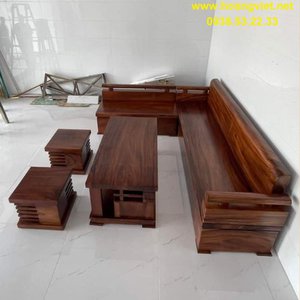 Sofa gỗ me tây nguyên khối giá rẻ rộng ngang 2m37 cao 76cm sâu 1m82