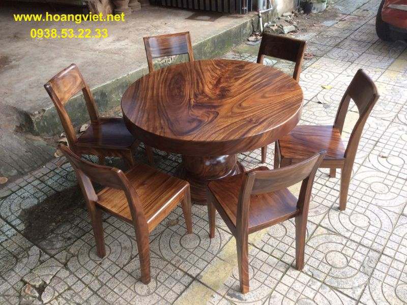 Mẫu bàn ăn gỗ gỗ me tây tròn 6 ghế đẹp nhất thị trường