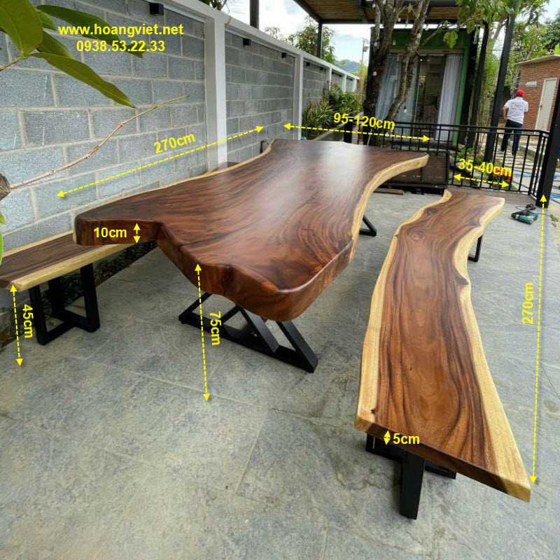 Bàn gỗ K3 bằng gỗ tự nhiên uốn lượn nghệ thuật.