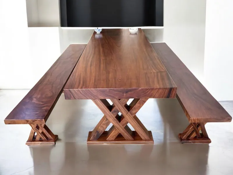 Bộ bàn ghế k3 gỗ me tây nguyên khối chân 2x cao cấp