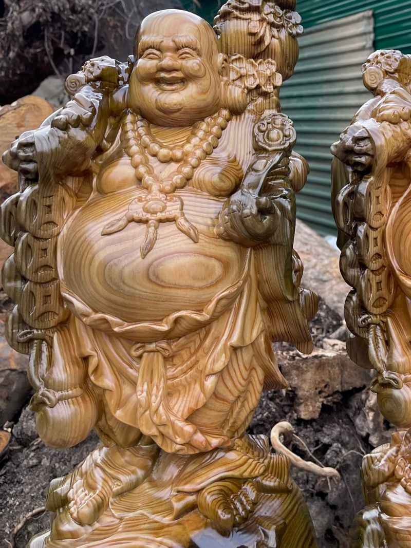 Tượng phật di lặc gỗ thủy tùng cao 60cm Tượng phật di lặc gỗ thủy tùng cao 60cm