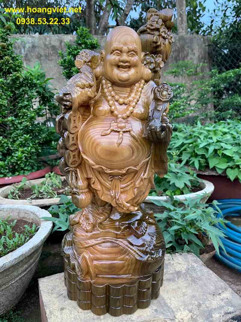 Tượng phật di lặc gỗ thủy tùng cao 60cm Tượng phật di lặc gỗ thủy tùng cao 60cm