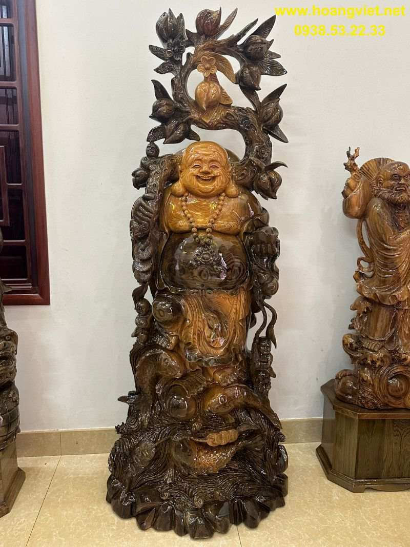 Tượng phật di lặc gỗ thủy tùng phong thủy cao 1m97 Tượng phật di lặc gỗ thủy tùng phong thủy cao 1m97