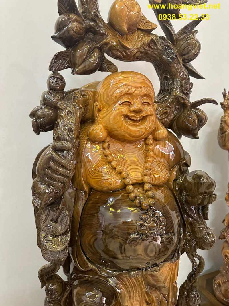 Tượng phật di lặc gỗ thủy tùng phong thủy cao 1m97 Tượng phật di lặc gỗ thủy tùng phong thủy cao 1m97