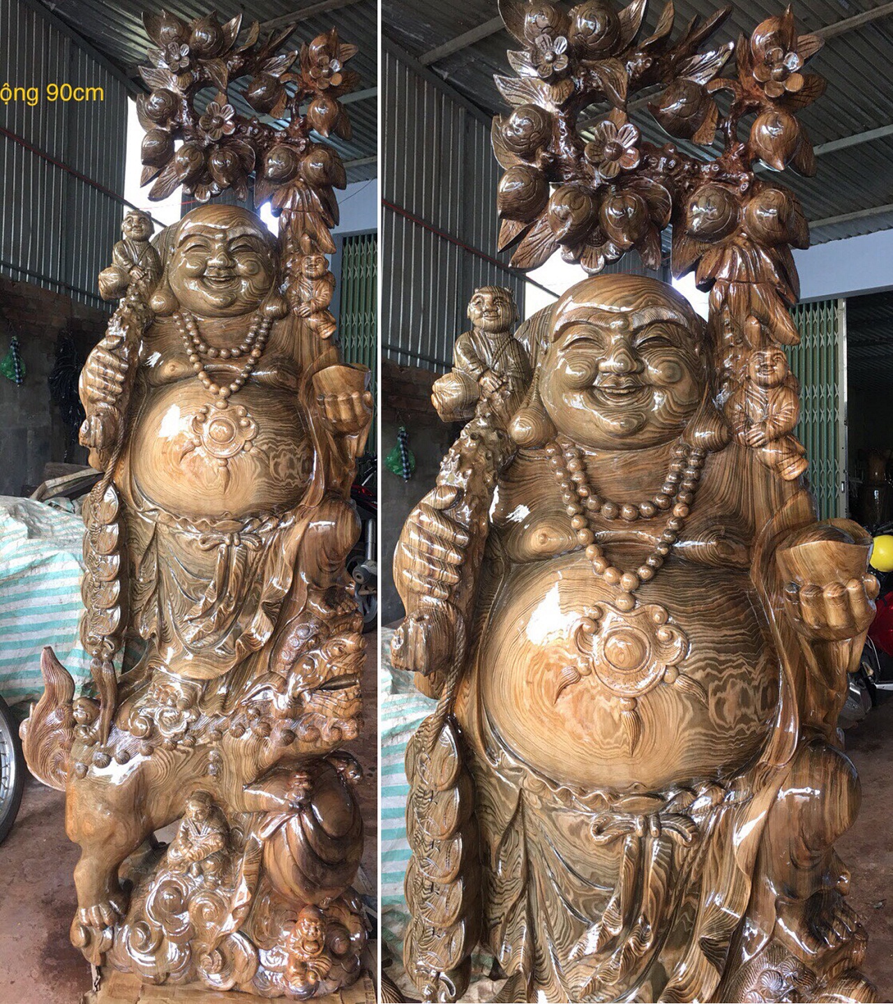 Tượng phật di lạc đứng bằng gỗ thủy tùng Daklak Tượng phật di lạc đứng bằng gỗ thủy tùng Daklak