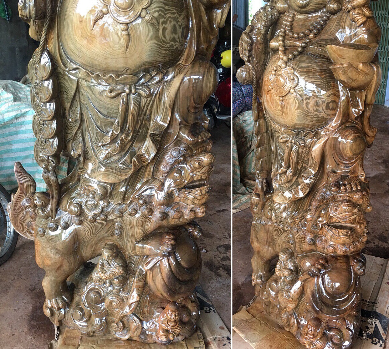 Tượng phật di lạc đứng bằng gỗ thủy tùng Daklak Tượng phật di lạc đứng bằng gỗ thủy tùng Daklak