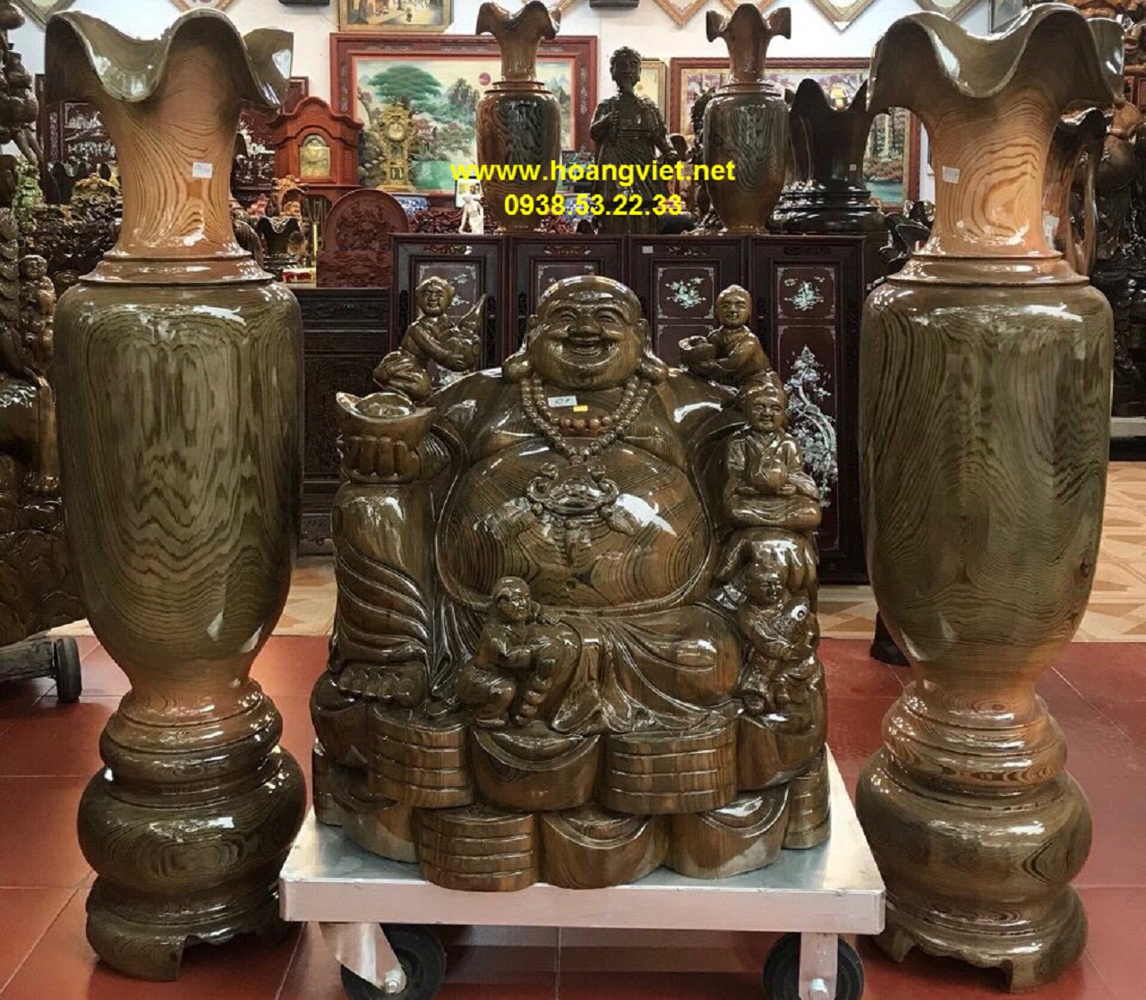 Tượng phật di lặc ngồi bằng gỗ thủy tùng Tượng phật di lặc ngồi bằng gỗ thủy tùng