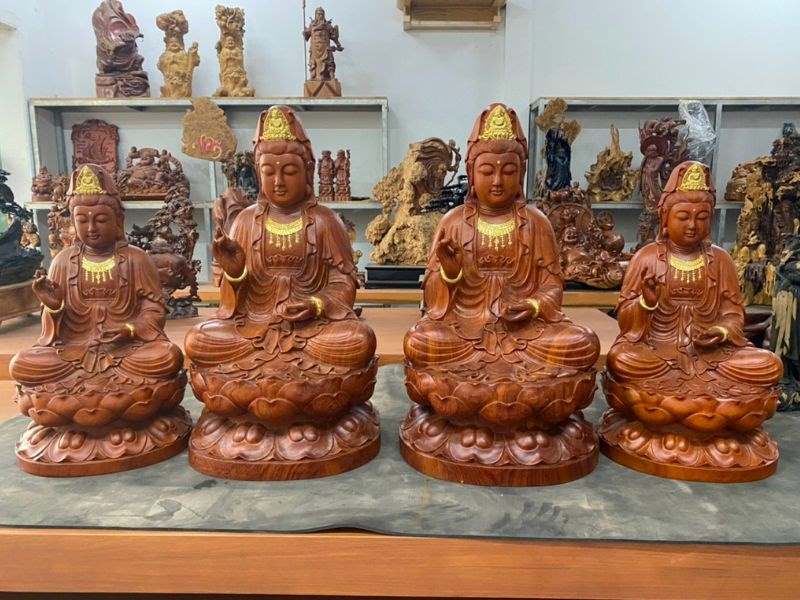 Tượng phật bà quan âm gỗ gõ đỏ Tượng phật bà quan âm gỗ gõ đỏ