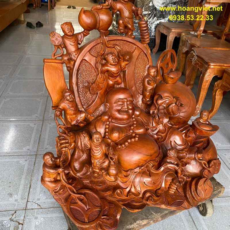 Tượng phật di lạc ngồi gỗ gõ đỏ cao 80cm rộng 78cm Tượng phật di lạc ngồi gỗ gõ đỏ cao 80cm rộng 78cm