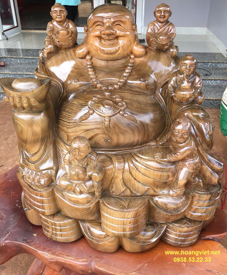 Tượng phật di lạc gỗ thủy tùng vân đẹp Tượng phật di lạc gỗ thủy tùng vân đẹp