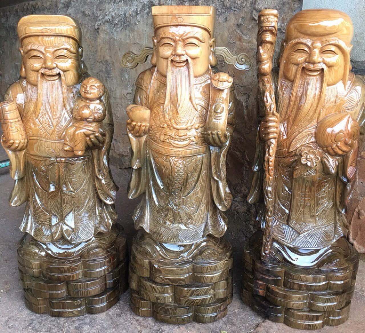 Tượng phúc lộc thọ gỗ thủy tùng Tượng phúc lộc thọ gỗ thủy tùng