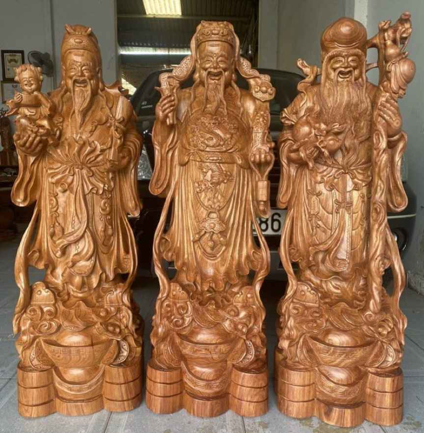 Tượng phước lộc thọ gỗ gõ đỏ Tượng phước lộc thọ gỗ gõ đỏ