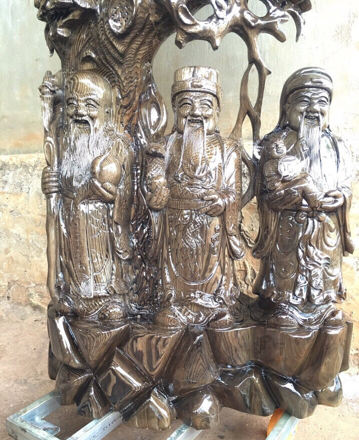 Tượng phúc lộc thọ gỗ thủy tùng xanh Tượng phúc lộc thọ gỗ thủy tùng xanh