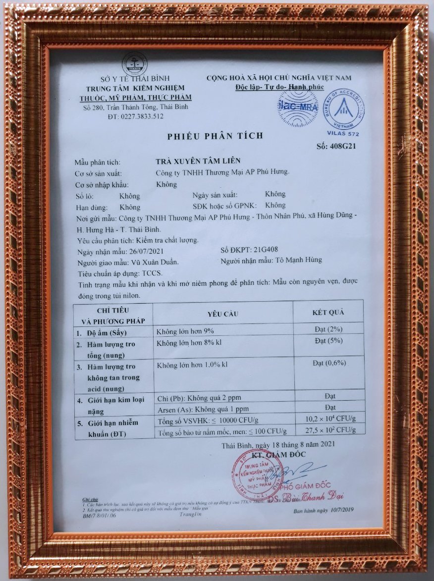 trà túi lọc xuyên tâm liên