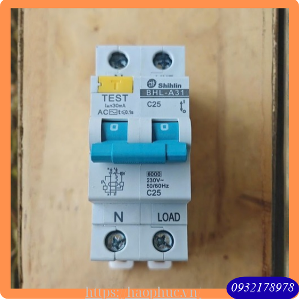 RCBO chống giật Shihlin BHL-A31 1P+N C25 30mA 6kA