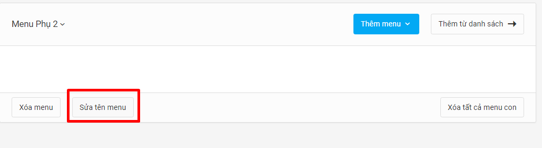 Sửa tên menu phụ