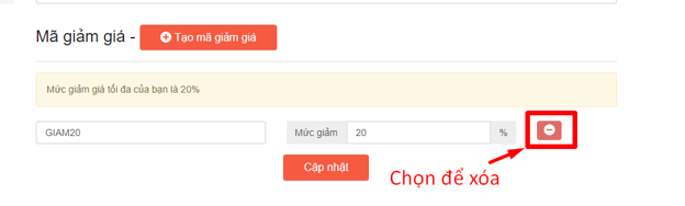 Xóa mã giảm giá
