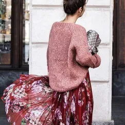 ĐẦM XÒE 6 MẢNH PHỐI SỌC TAY DÀI - MS1460