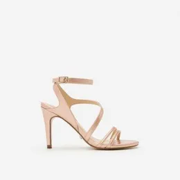 Giày Sandal Cao Gót Quai Lượn Chéo - Màu Vàng Hồng - SDN 0606