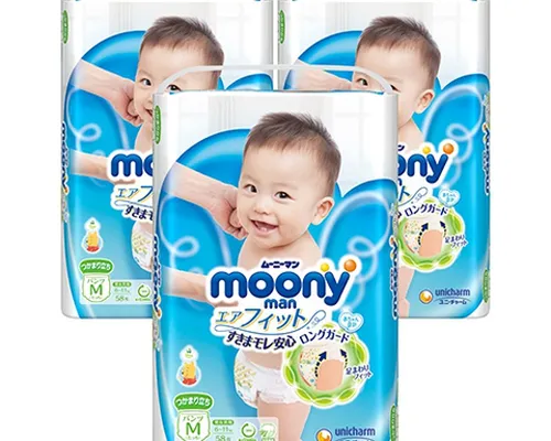 Combo 3 gói Bỉm tã quần Moony size M 58 miếng (6-11kg)