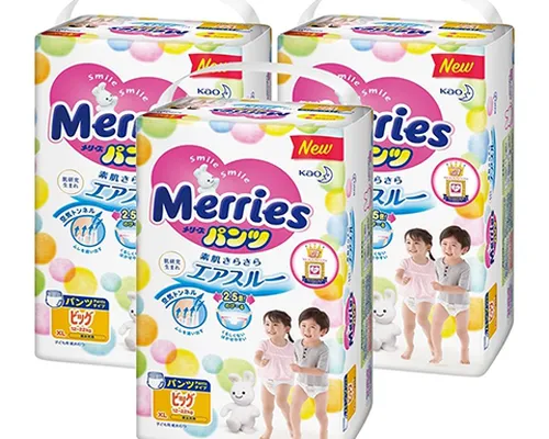 Combo 3 gói Bỉm tã quần Merries size XL 38 miếng (12-22kg)